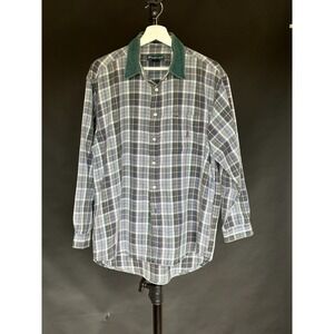 Siegfried Plaid Vintage Button Down Shirt Green Large